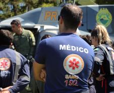 Batalhão aéreo da PM faz exercício com equipes médicas em preparação a Operação Verão 2019/2020