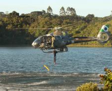 Batalhão aéreo da PM faz exercício com equipes médicas em preparação a Operação Verão 2019/2020