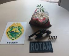 Em situações distintas, PM encaminha quatro pessoas e apreende pés de maconha e um revólver no Noroeste do estado