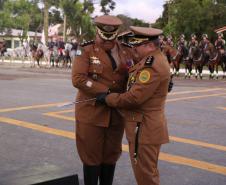 Regimento de Polícia Montada da PM celebra passagem de comando durante solenidade militar em Curitiba