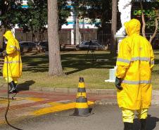Polícia Militar presta apoio na desinfecção de unidades hospitalares que atendem casos de coronavírus no Paraná