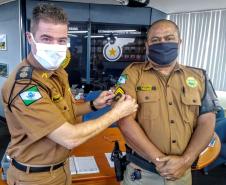 No BPTran, praças promovidos recebem as novas divisas do comandante da unidade