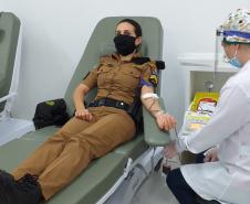 Batalhão da PM no Sudoeste do estado promove campanha de doação de sangue por conta do Maio Amarelo