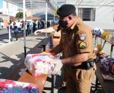 Colégio da PM arrecada 1,5 tonelada de alimentos em Drive Thru Solidário na Capital do estado