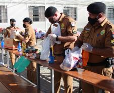 Colégio da PM arrecada 1,5 tonelada de alimentos em Drive Thru Solidário na Capital do estado