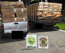 BPFron apreende R$ 1,3 milhão em cigarros contrabandeados e veículos em Guaíra (PR)