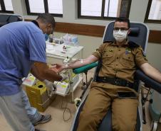 Policiais militares fazem doação de sangue coletiva no Norte do estado pelo Dia Mundial do Doador de Sangue