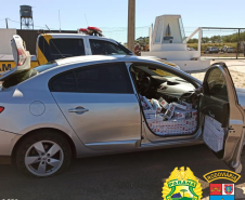  No Noroeste do estado, PM apreende carro carregado com 25 caixas de cigarros contrabandeados
