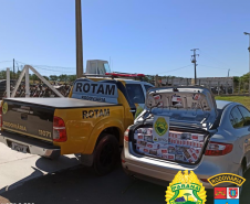  No Noroeste do estado, PM apreende carro carregado com 25 caixas de cigarros contrabandeados