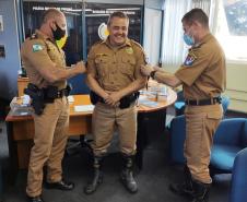 Praças do BPTran promovidos são recebidos pelo Comandante da unidade e do 1º Comando Regional da PM
