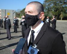 Alunos do 1º ano do CFO recebem as boas vindas do Comandante-Geral da Corporação na APMG, em São José dos Pinhais (PR)