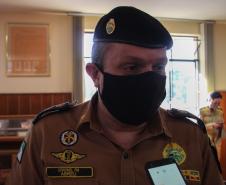 Alunos do 1º ano do CFO recebem as boas vindas do Comandante-Geral da Corporação na APMG, em São José dos Pinhais (PR)