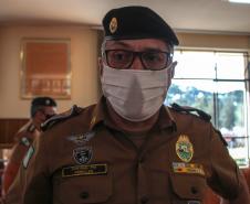 Alunos do 1º ano do CFO recebem as boas vindas do Comandante-Geral da Corporação na APMG, em São José dos Pinhais (PR)