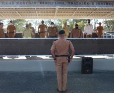 Alunos do 1º ano do CFO recebem as boas vindas do Comandante-Geral da Corporação na APMG, em São José dos Pinhais (PR)