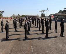 Alunos do 1º ano do CFO recebem as boas vindas do Comandante-Geral da Corporação na APMG, em São José dos Pinhais (PR)