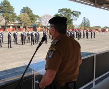 Alunos do 1º ano do CFO recebem as boas vindas do Comandante-Geral da Corporação na APMG, em São José dos Pinhais (PR)
