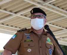 Alunos do 1º ano do CFO recebem as boas vindas do Comandante-Geral da Corporação na APMG, em São José dos Pinhais (PR)