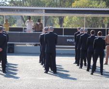 Alunos do 1º ano do CFO recebem as boas vindas do Comandante-Geral da Corporação na APMG, em São José dos Pinhais (PR)