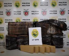 PM apreende 117 quilos de maconha e recupera caminhão carregado com R$ 100 mil em trigo no Sudoeste do estado