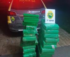 No Noroeste do estado, PM apreende 170 quilos de maconha, arma e contrabandos