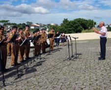 Após quase 40 anos na Reserva Remunerada, subtenente da PM recebe homenagem da Banda de Música em Curitiba