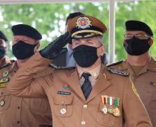 Durante solenidade, a Academia Policial Militar do Guatupê recebe novo Comandante em São José dos Pinhais, na RMC