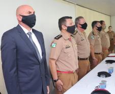 Evento marca a formatura de 28 policiais e bombeiros militares no Curso de Instrutor de Educação Física (CIEF) na APGM, em São José dos Pinhais (PR)