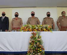 Evento marca a formatura de 28 policiais e bombeiros militares no Curso de Instrutor de Educação Física (CIEF) na APGM, em São José dos Pinhais (PR)