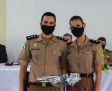 Evento marca a formatura de 28 policiais e bombeiros militares no Curso de Instrutor de Educação Física (CIEF) na APGM, em São José dos Pinhais (PR)