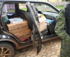 BPFron apreende carro carregado com 550 pacotes de cigarros contrabandeados no Sudoeste do estado