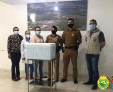 Batalhão da PM faz escolta da distribuição da vacina contra a Covid-19 nos Campos Gerais
