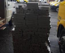 Mais de 150 mil maços de cigarro contrabandeado são apreendidos pela PM em Campo Mourão, no Noroeste do Paraná