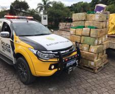 Caminhão com 985 quilos de maconha que seguia para Colombo (PR) é interceptado pelo BPRv na Rodovia da Uva