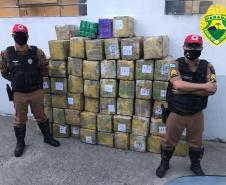 Caminhão com 985 quilos de maconha que seguia para Colombo (PR) é interceptado pelo BPRv na Rodovia da Uva