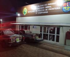 Duas abordagens do BPFron terminam com contrabando e 12 quilos de capulho de maconha apreendidos no Oeste do PR