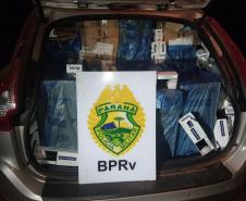 BPRv apreende dois veículos carregados com cigarros contrabandeados no Sudoeste do estado
