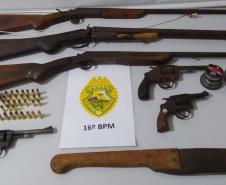 PM de Guarapuava (PR) apreende nove armas de fogo e encaminha quatro suspeitos, em ocorrências separadas