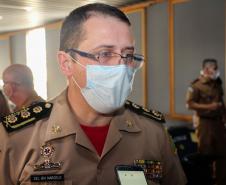 Comitiva da PM de Goiás conhece estrutura de saúde da PMPR e faz apresentação para policiais e bombeiros militares em Curitiba