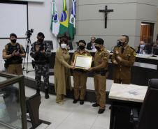Comandante Geral da PMPR e 16º Batalhão da PM são homenageados pela Câmara Municipal de Guarapuava, no Centro Sul do estado