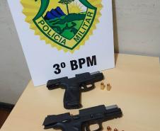 Durante abordagens distintas, no Sudoeste do Paraná, PM apreende uma carabina e duas pistolas com munições