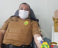 No Noroeste do estado, policiais militares participam de campanha de doação de sangue