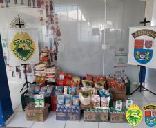 Batalhão da PM de Apucarana arrecada mais de 420 quilos de alimentos para Campanha Vacina Solidária