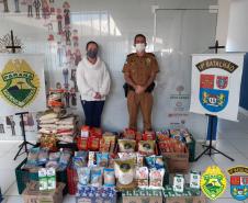 Batalhão da PM de Apucarana arrecada mais de 420 quilos de alimentos para Campanha Vacina Solidária