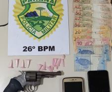 PM apreende armas e drogas em ocorrências distintas na região de Telêmaco Borba, nos Campos Gerais