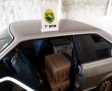 No Noroeste do estado, PM prende homem e apreende carro carregado com cigarros contrabandeados