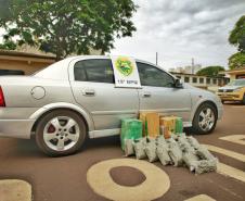 PM apreende carro carregado com mais de 64 quilos de maconha no Oeste do estado