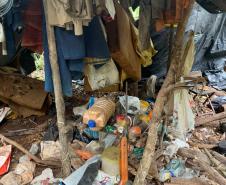 Acampamento de caça ilegal é destruído pela Polícia Ambiental em São Miguel do Iguaçu (PR)