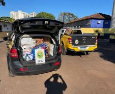 Carro carregado com cigarros e inseticidas contrabandeados é apreendido pelo BPRv em Cascavel