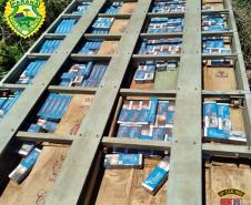Caminhão com R$ 625 mil em cigarros contrabandeados é apreendido pela PM em Figueiras do Oeste (PR)