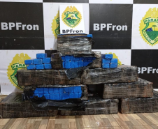 BPFRON apreende mais de 200 quilos de maconha, arma de fogo e carro roubado no Oeste do estado